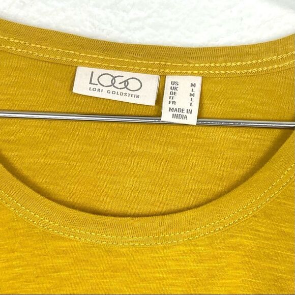 Logo Lori Goldstein Yellow Long Sleeve Asymmetrical Top - Picture 3 of 5